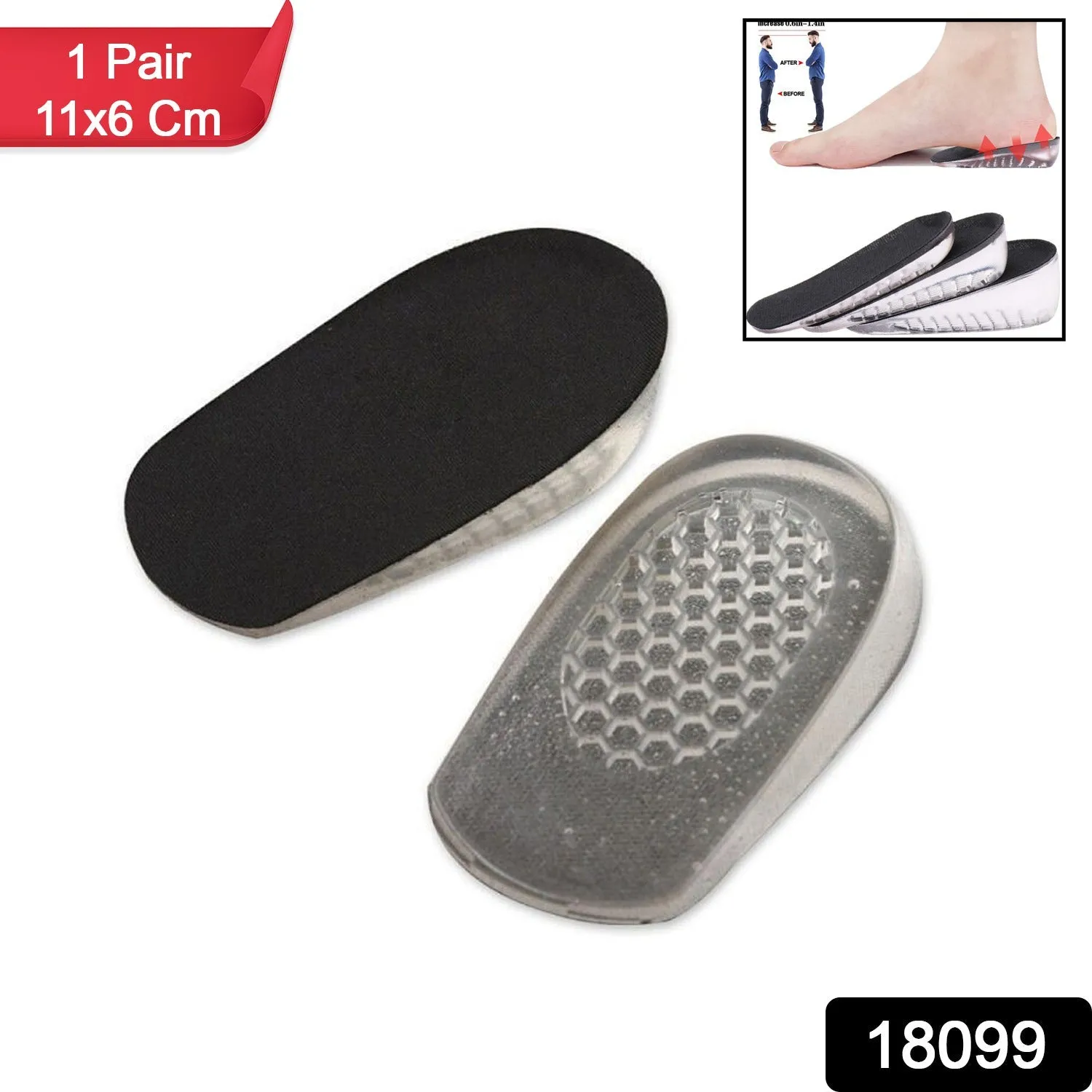 1 Pairs Silicone Heel Pads, Shoes Insole (1161 Cm)