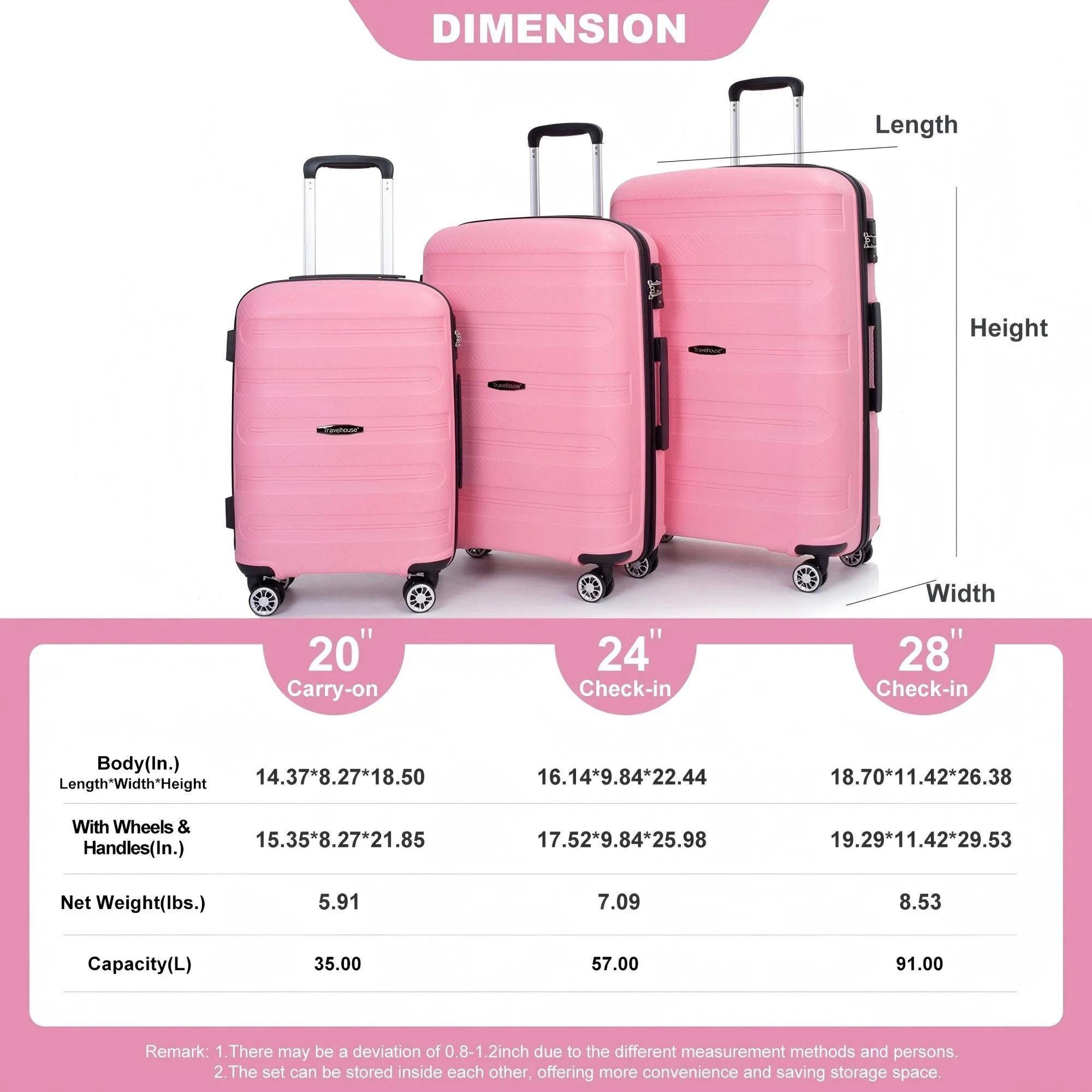 3 Piece Set Hardshell Suitcase Spinner Wheels by Couch.com