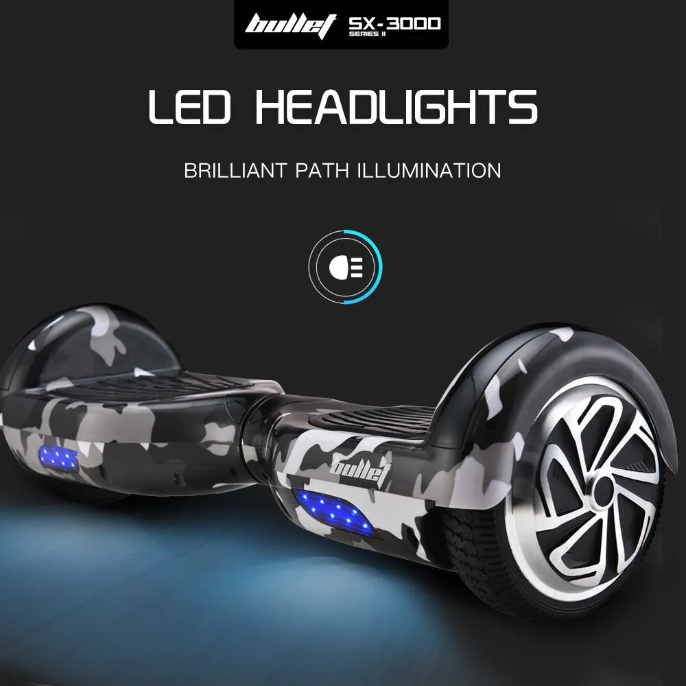 500W Brushless Electric Hoverboard 6.5" LED Wheels - Bullet