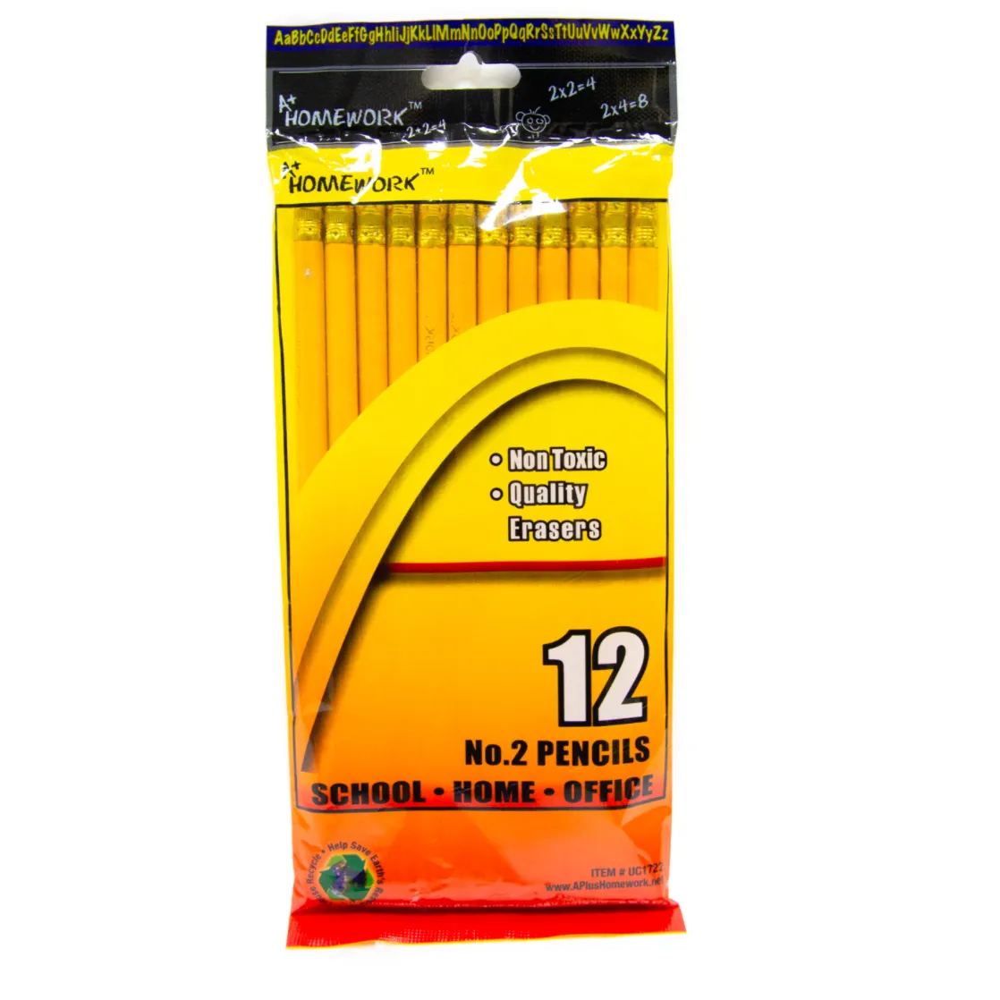 A  Homework #2 Pencils - 12 Count, Yellow