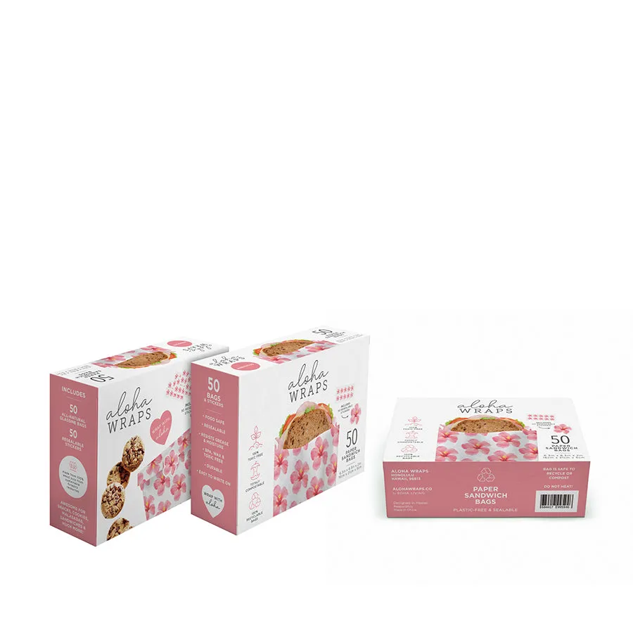 Aloha Wraps Hibiscus Sandwich Bags