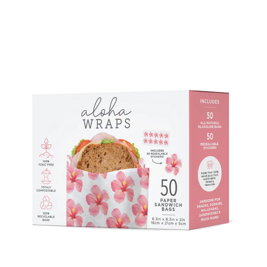 Aloha Wraps Hibiscus Sandwich Bags