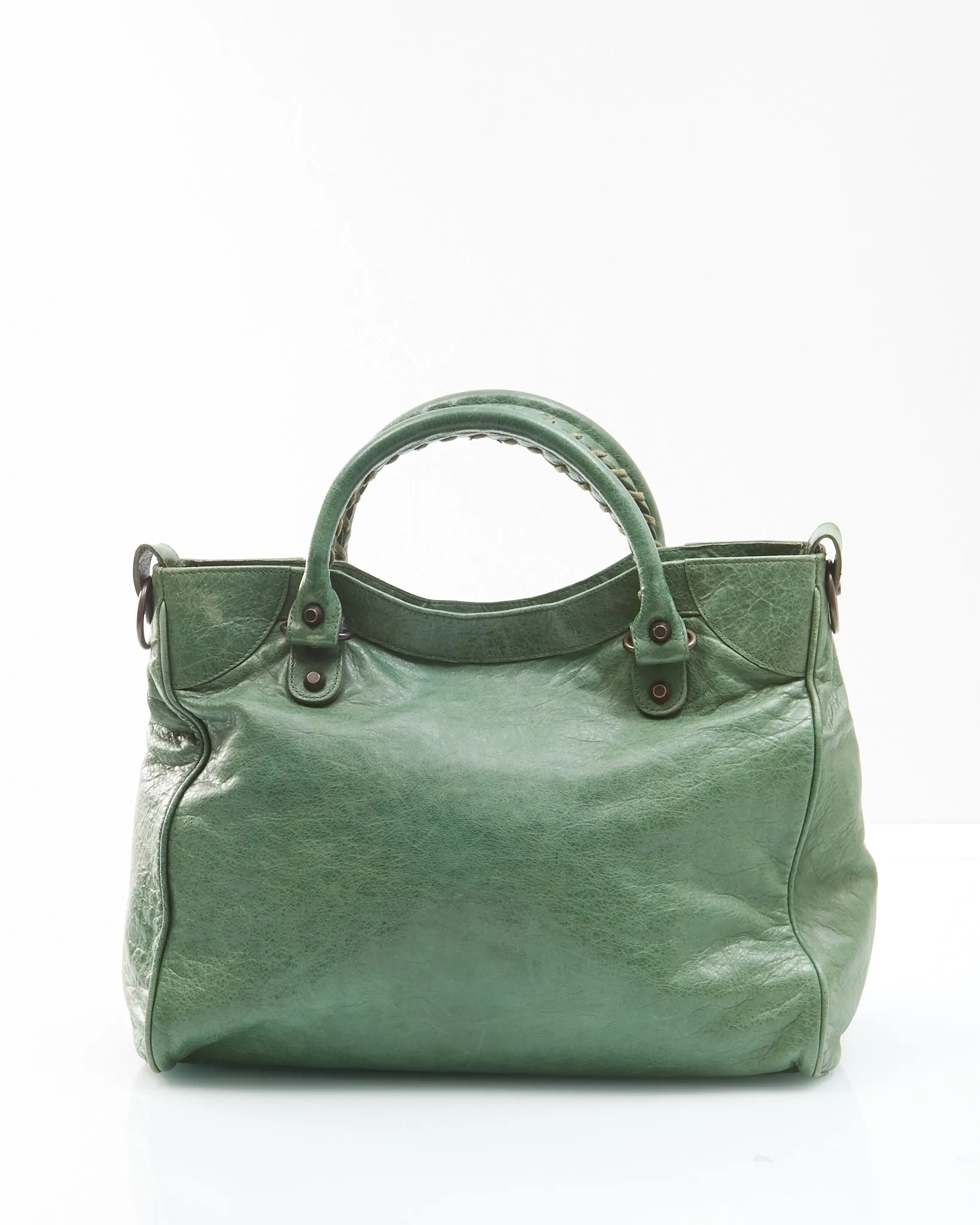 Balenciaga Green Leather Giant 12 Velo Motocross Satchel