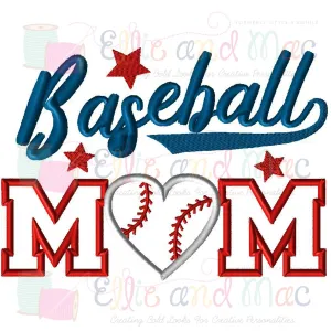 Baseball Mom Applique Design