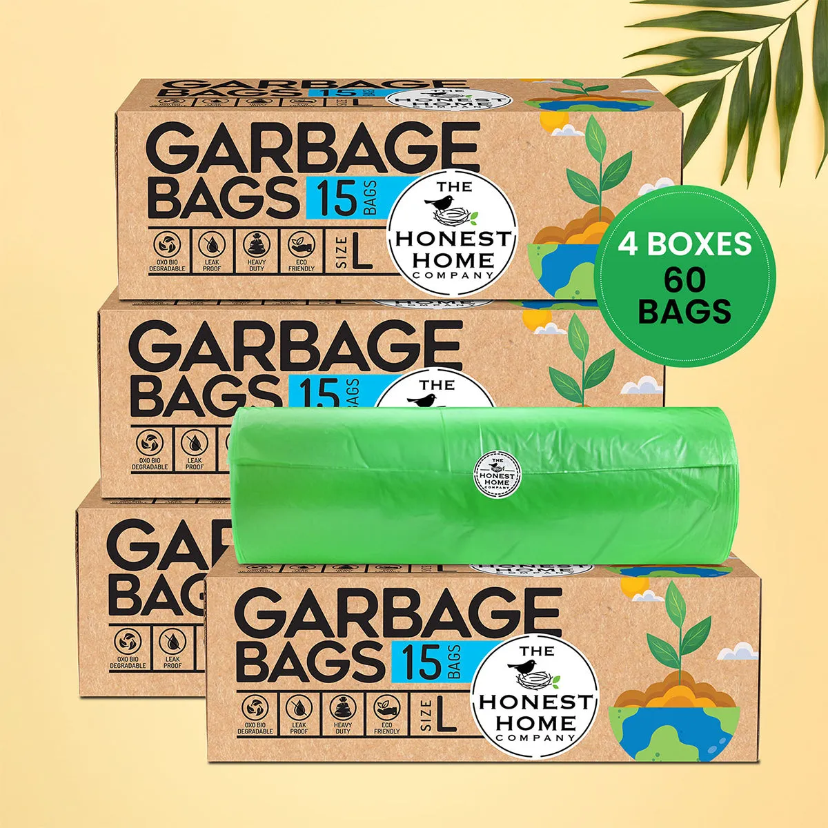 Biodegradable Garbage Bags |  Large | 15 Bags | Set of 4
