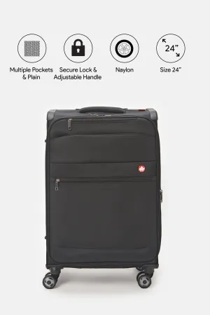 Black Soft Trolley Luggage (24 Inch)