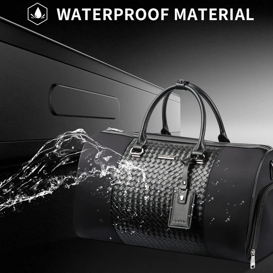 BOPAI Water Resistant Nylon 14 Litre Travel Duffle Bag with Shoe Compartment (Black)