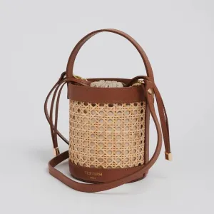 Brittney Rattan Bucket Bag | Tan