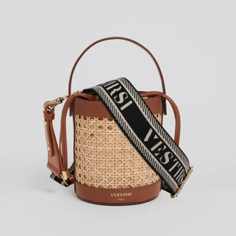 Brittney Rattan Bucket Bag | Tan