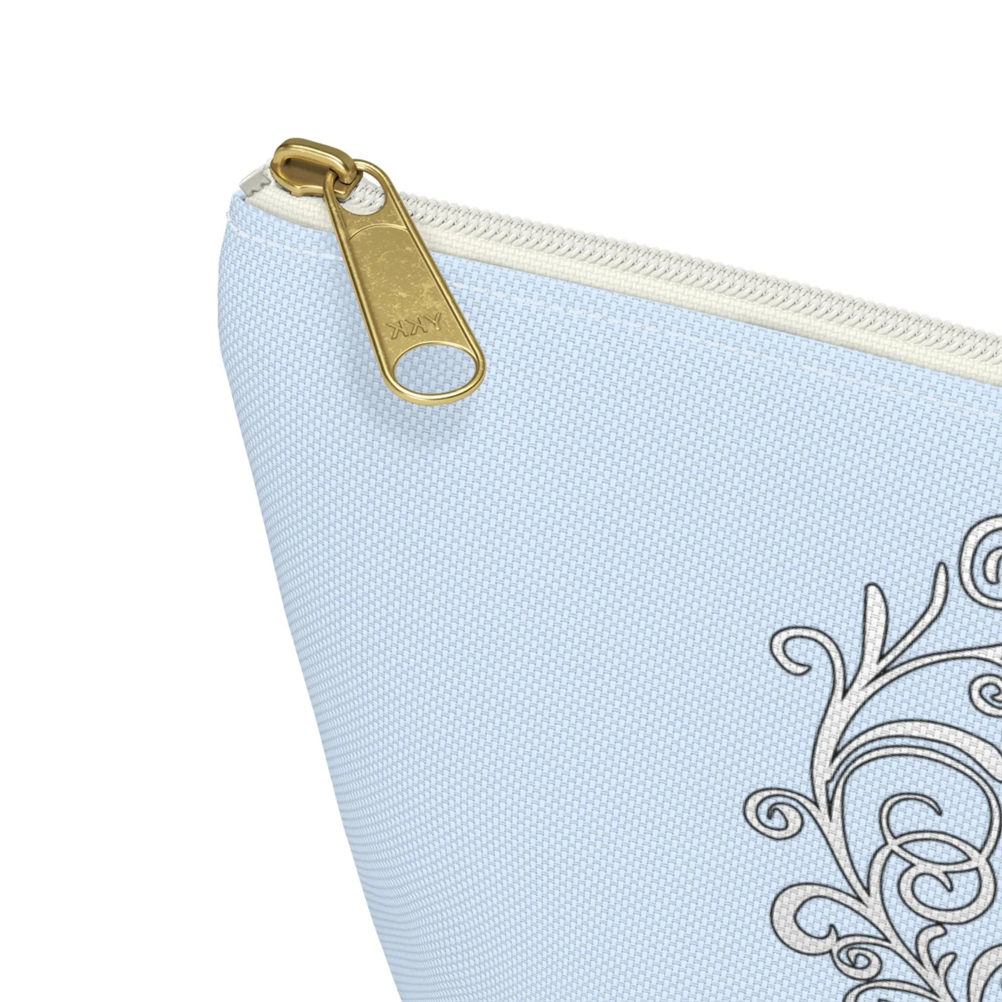 Carcinoid Cancer Awareness Heart Small "Light Blue" T-Bottom Accessory Pouch (Dual-Sided Design)