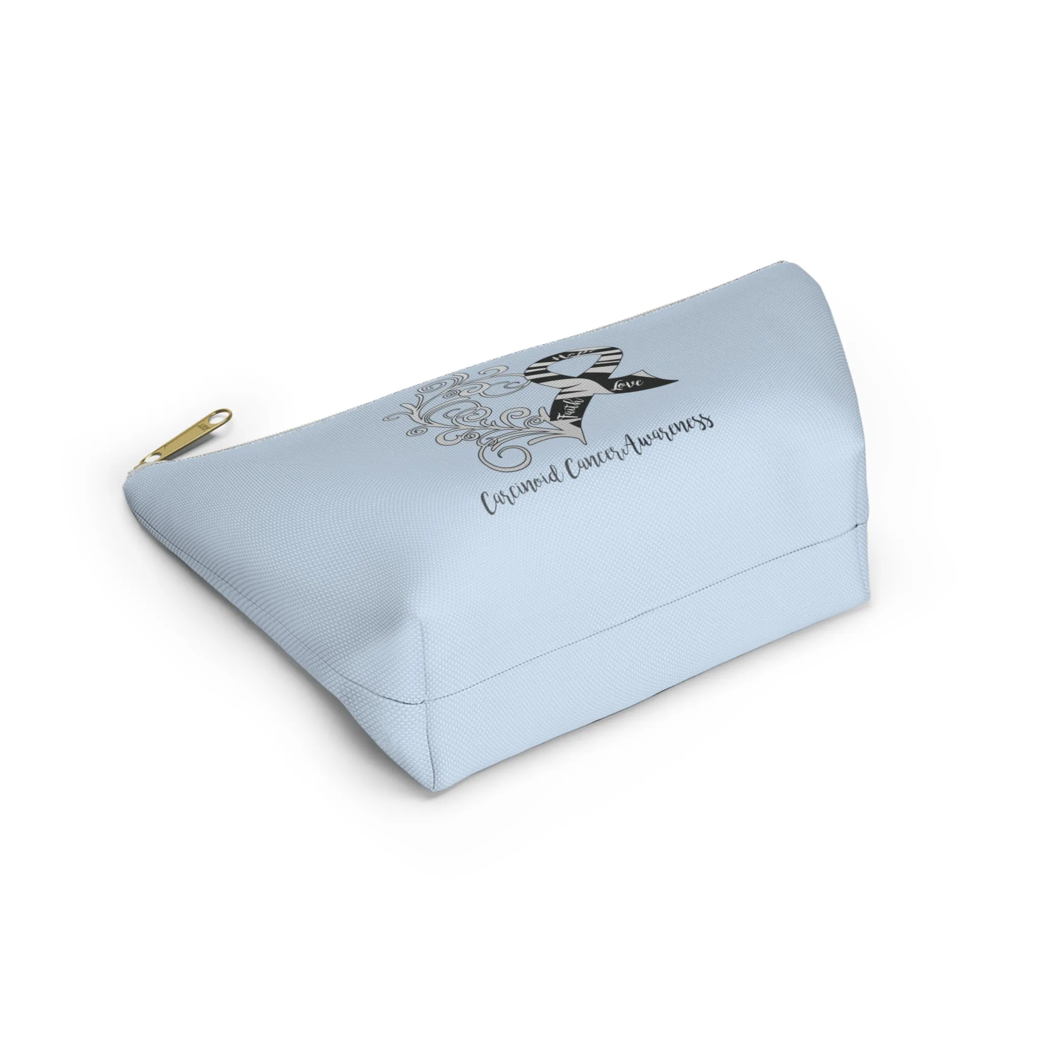 Carcinoid Cancer Awareness Heart Small "Light Blue" T-Bottom Accessory Pouch (Dual-Sided Design)