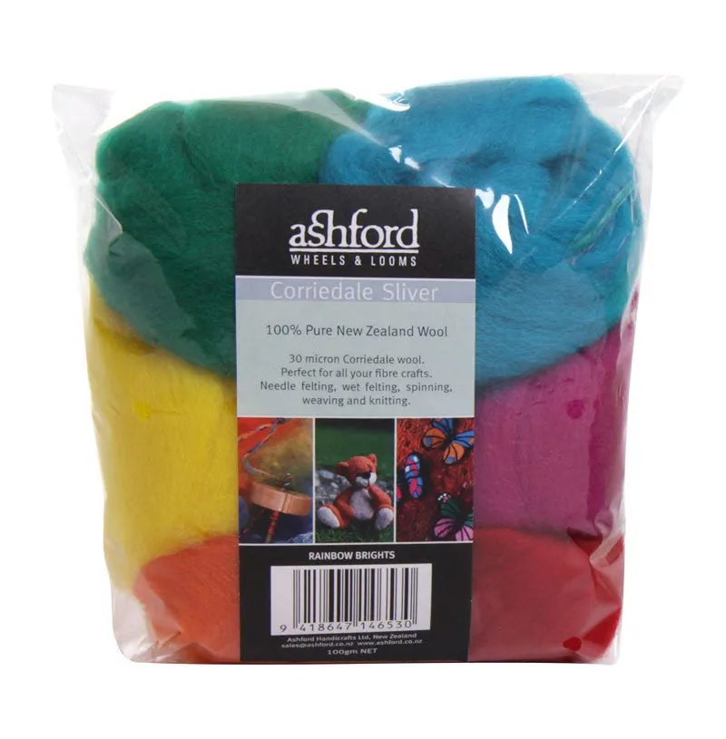 Corriedale Sliver 7 Colour Pack