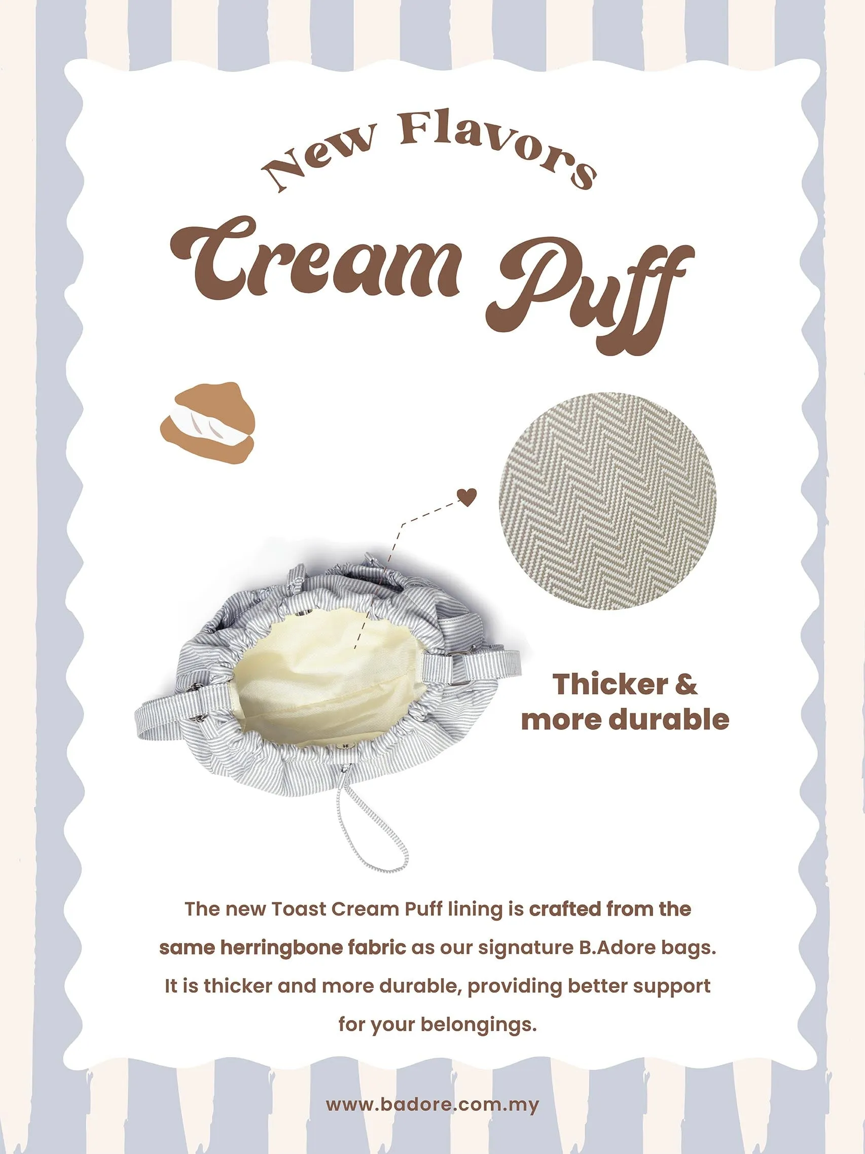[EM] Toast Cream Puff Collection STRIPE GREY BLUE