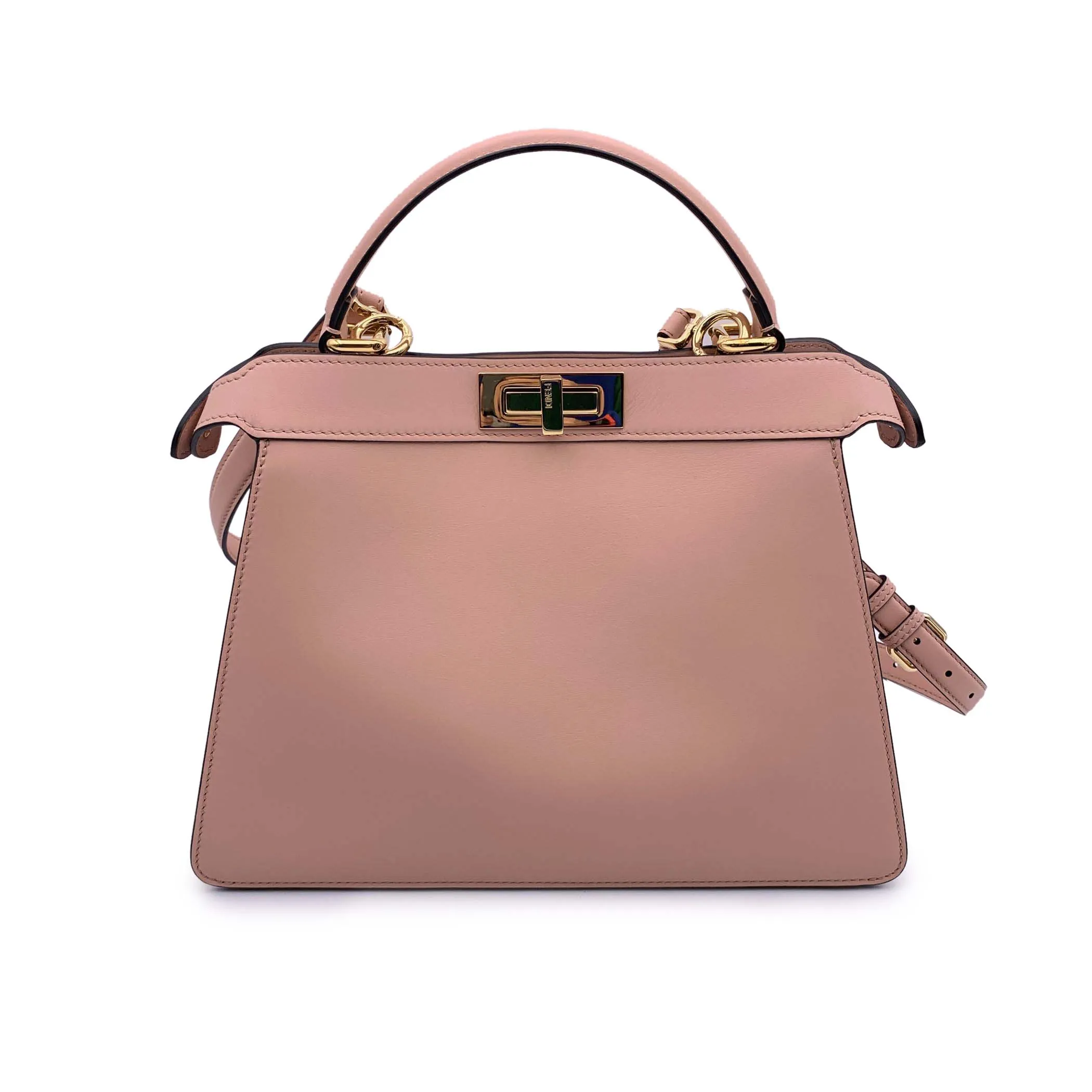Fendi Pink Leather Peekaboo ISeeU Medium Top Handle Satchel