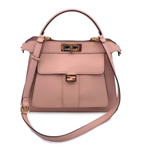 Fendi Pink Leather Peekaboo ISeeU Medium Top Handle Satchel