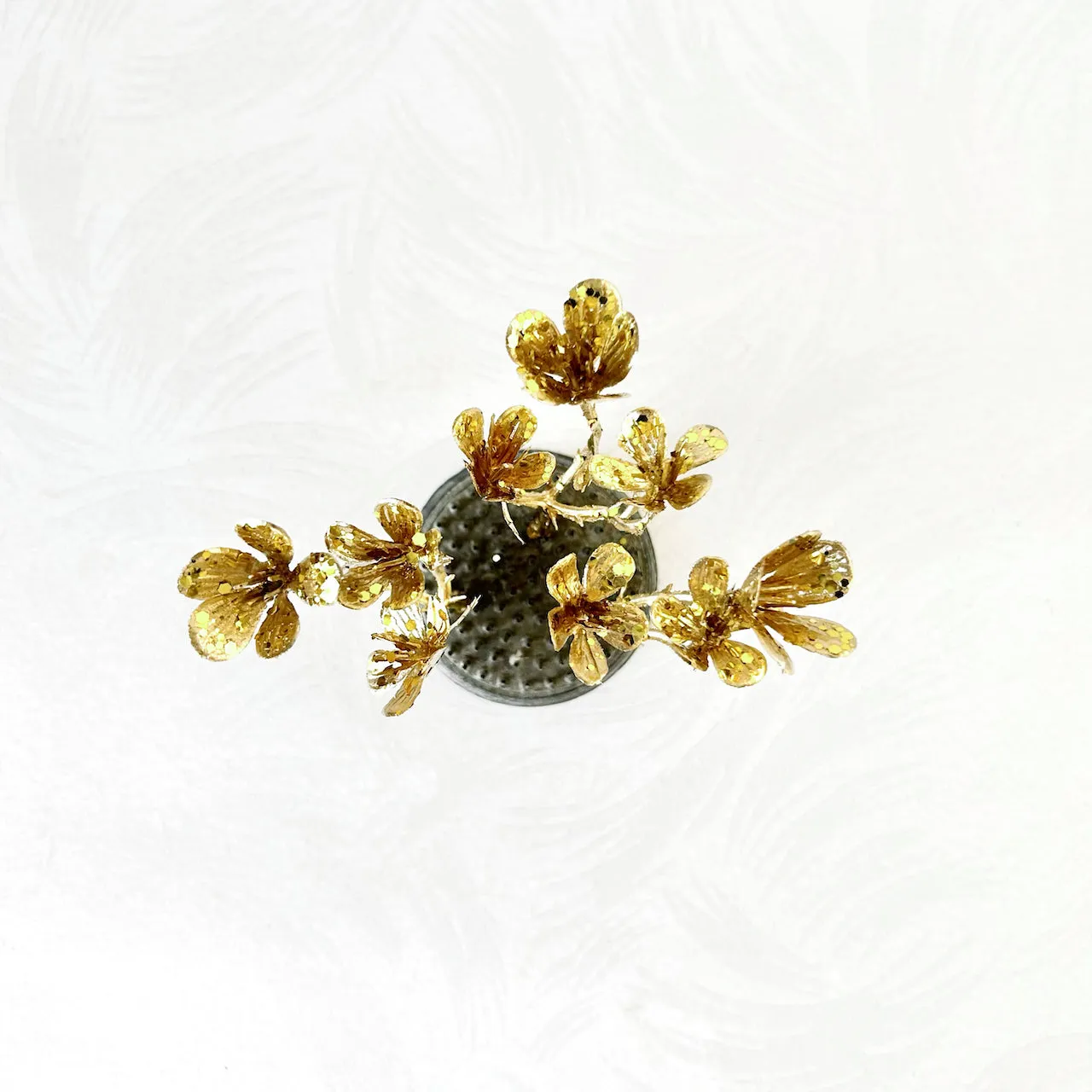 Gold Glitter Wild Flower Spray