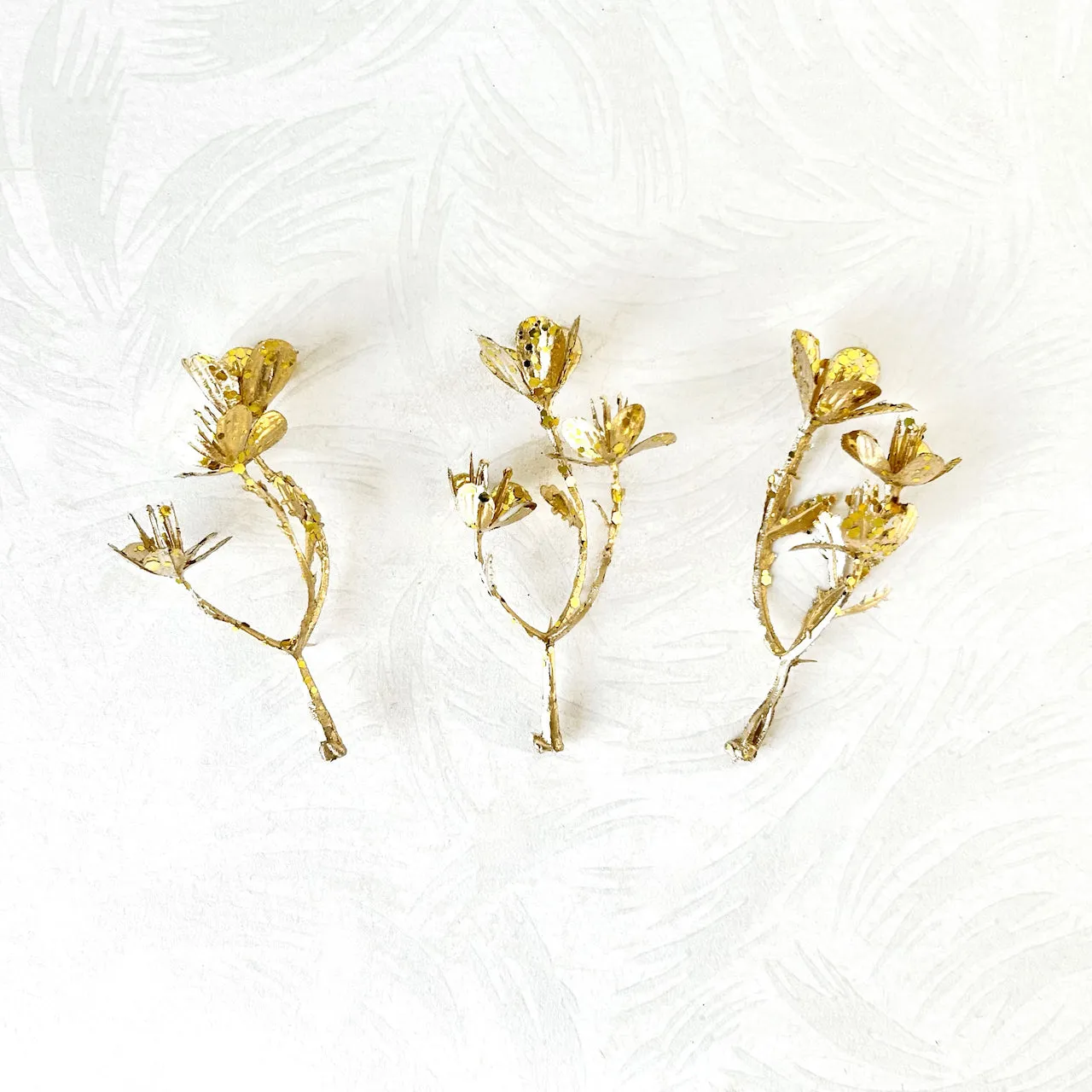 Gold Glitter Wild Flower Spray