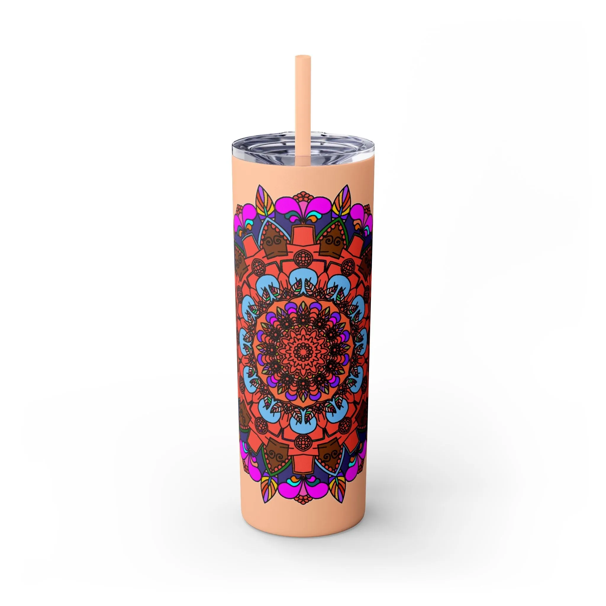 Hand-drawn Colorful Mandala Skinny Tumbler - BPA-Free