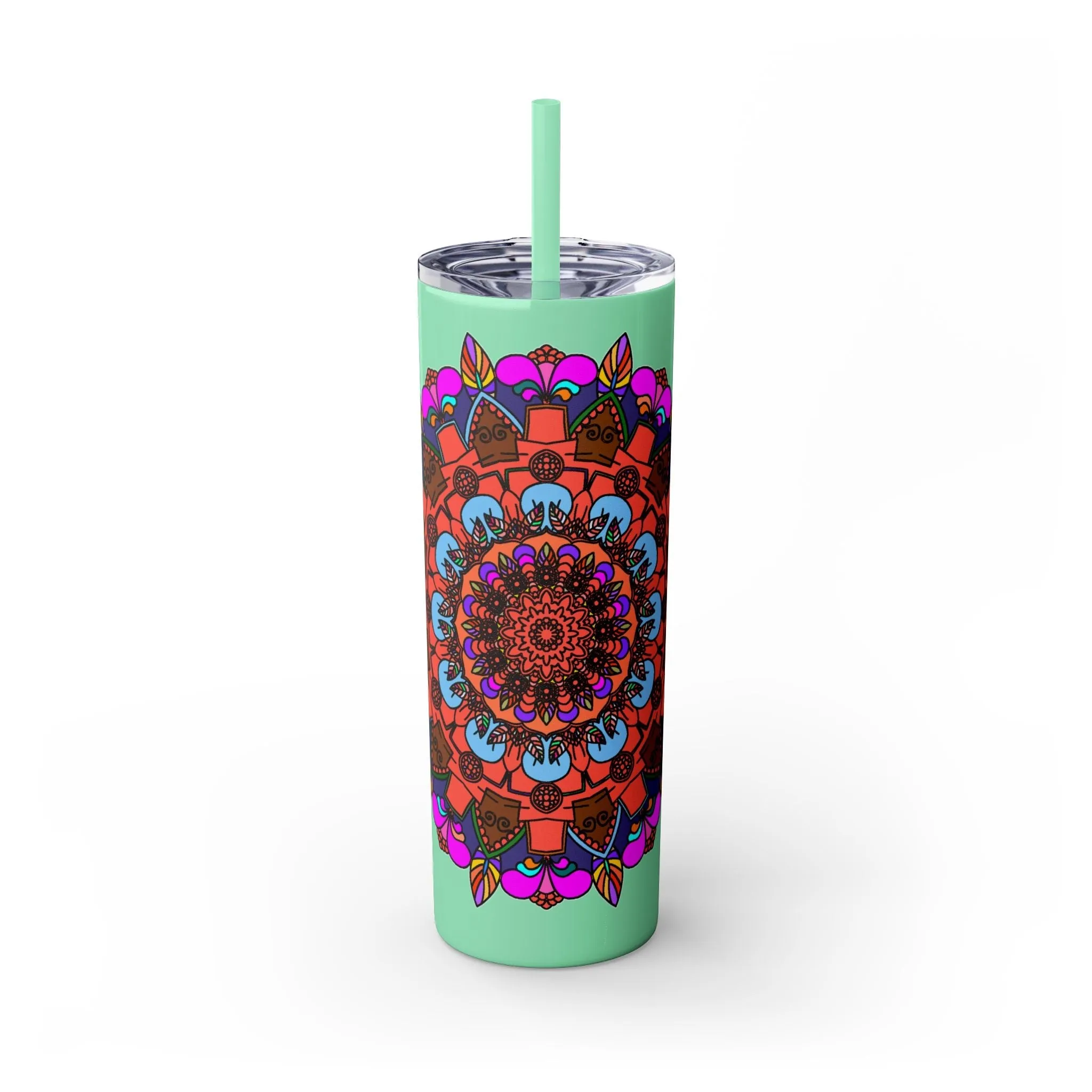 Hand-drawn Colorful Mandala Skinny Tumbler - BPA-Free