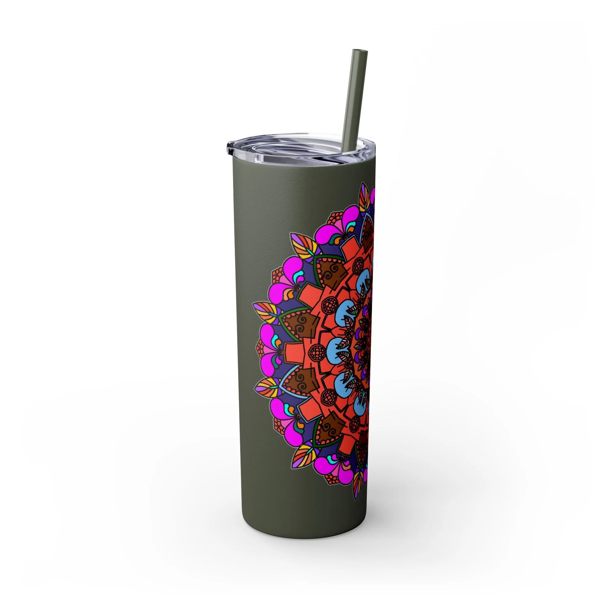 Hand-drawn Colorful Mandala Skinny Tumbler - BPA-Free