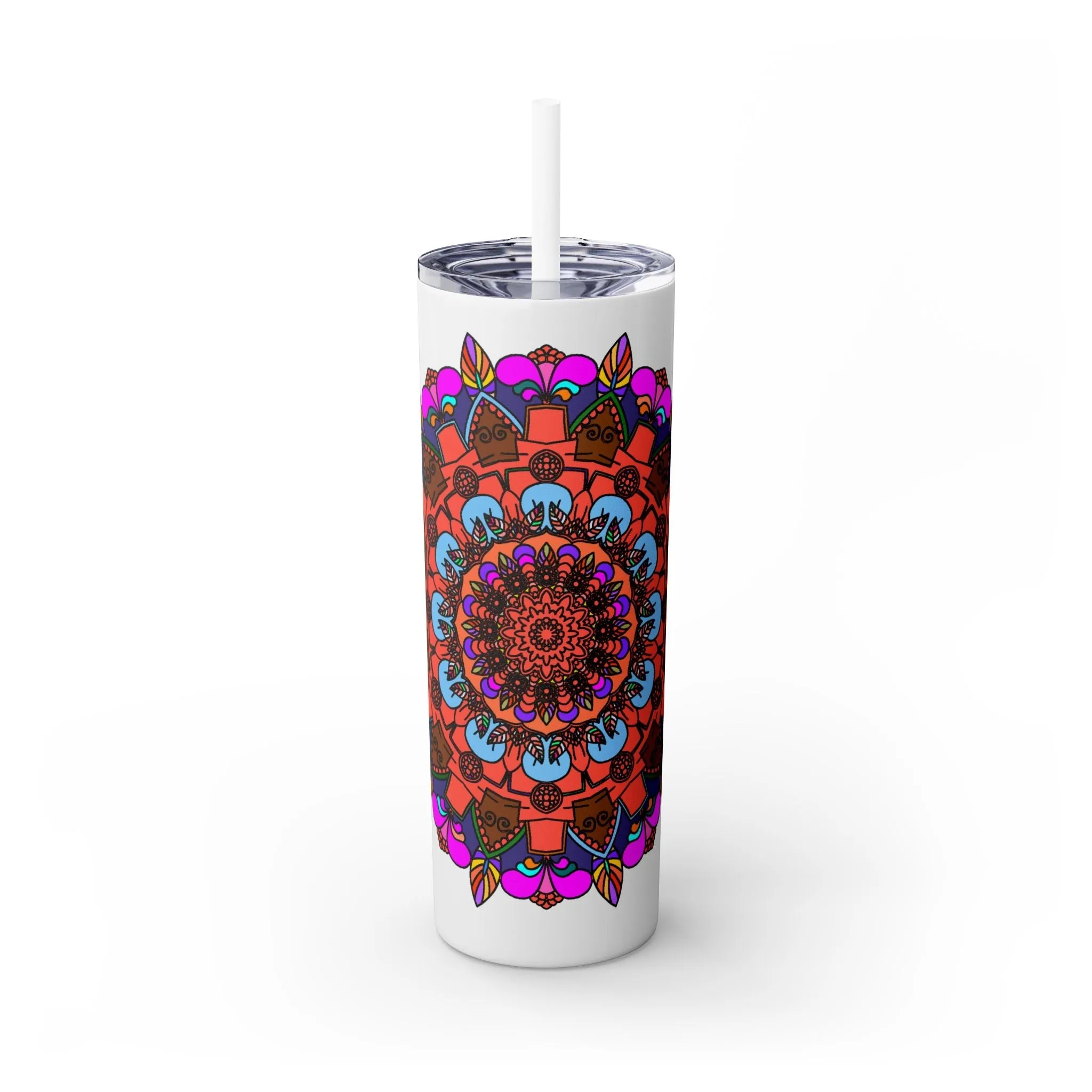 Hand-drawn Colorful Mandala Skinny Tumbler - BPA-Free
