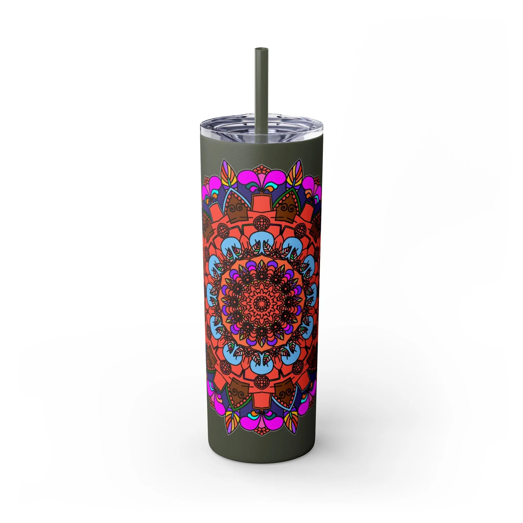 Hand-drawn Colorful Mandala Skinny Tumbler - BPA-Free