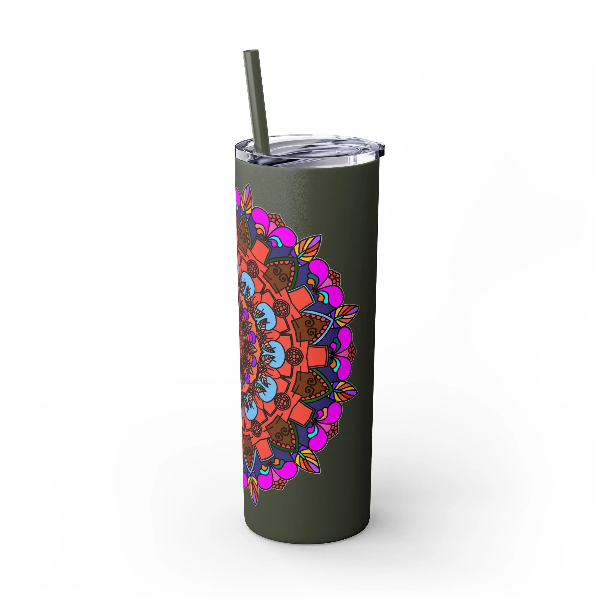 Hand-drawn Colorful Mandala Skinny Tumbler - BPA-Free