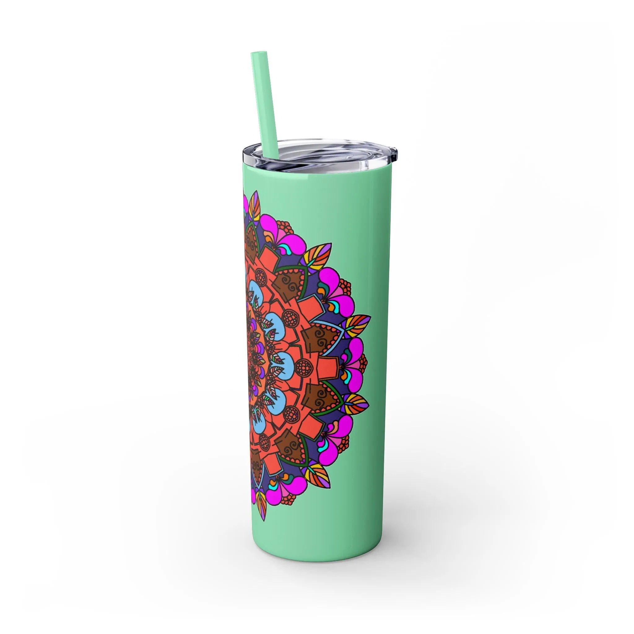 Hand-drawn Colorful Mandala Skinny Tumbler - BPA-Free