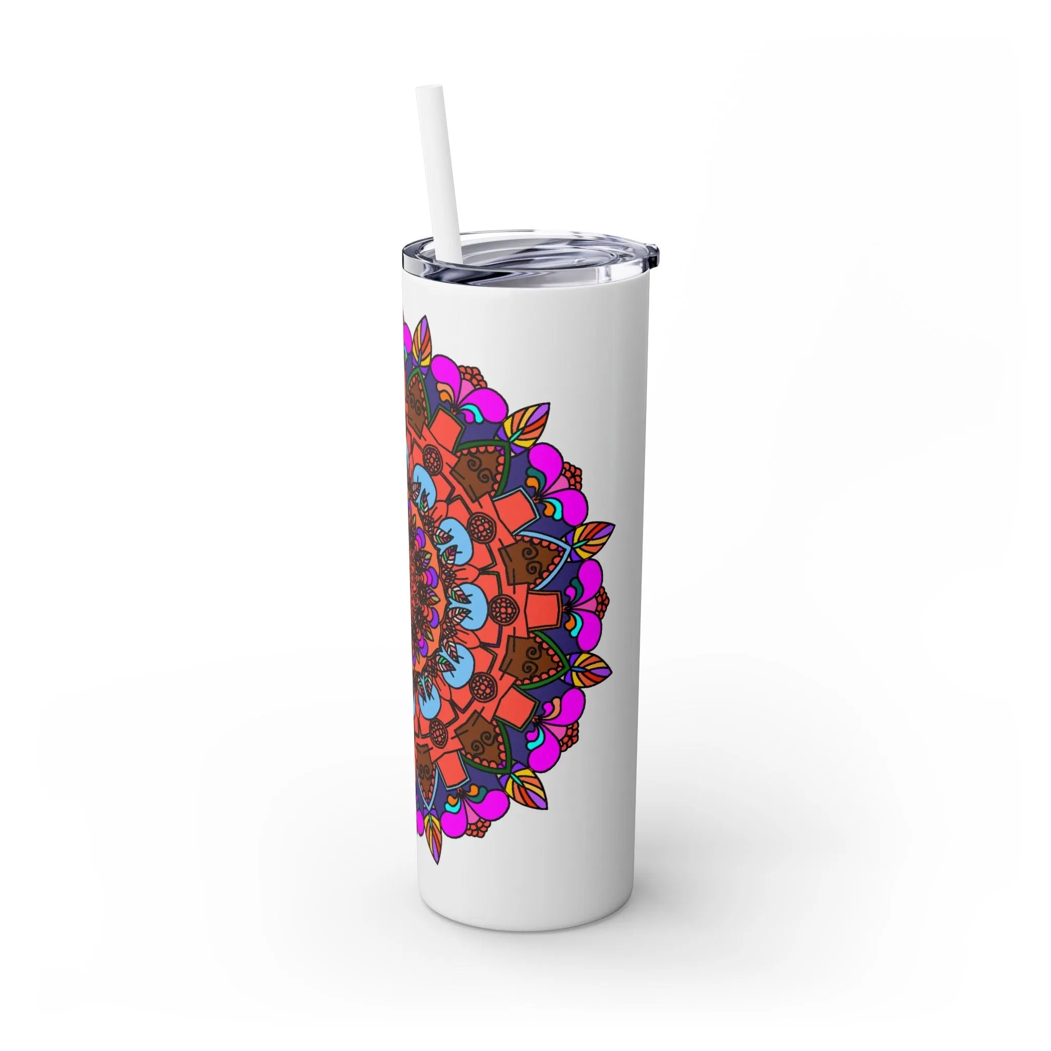 Hand-drawn Colorful Mandala Skinny Tumbler - BPA-Free