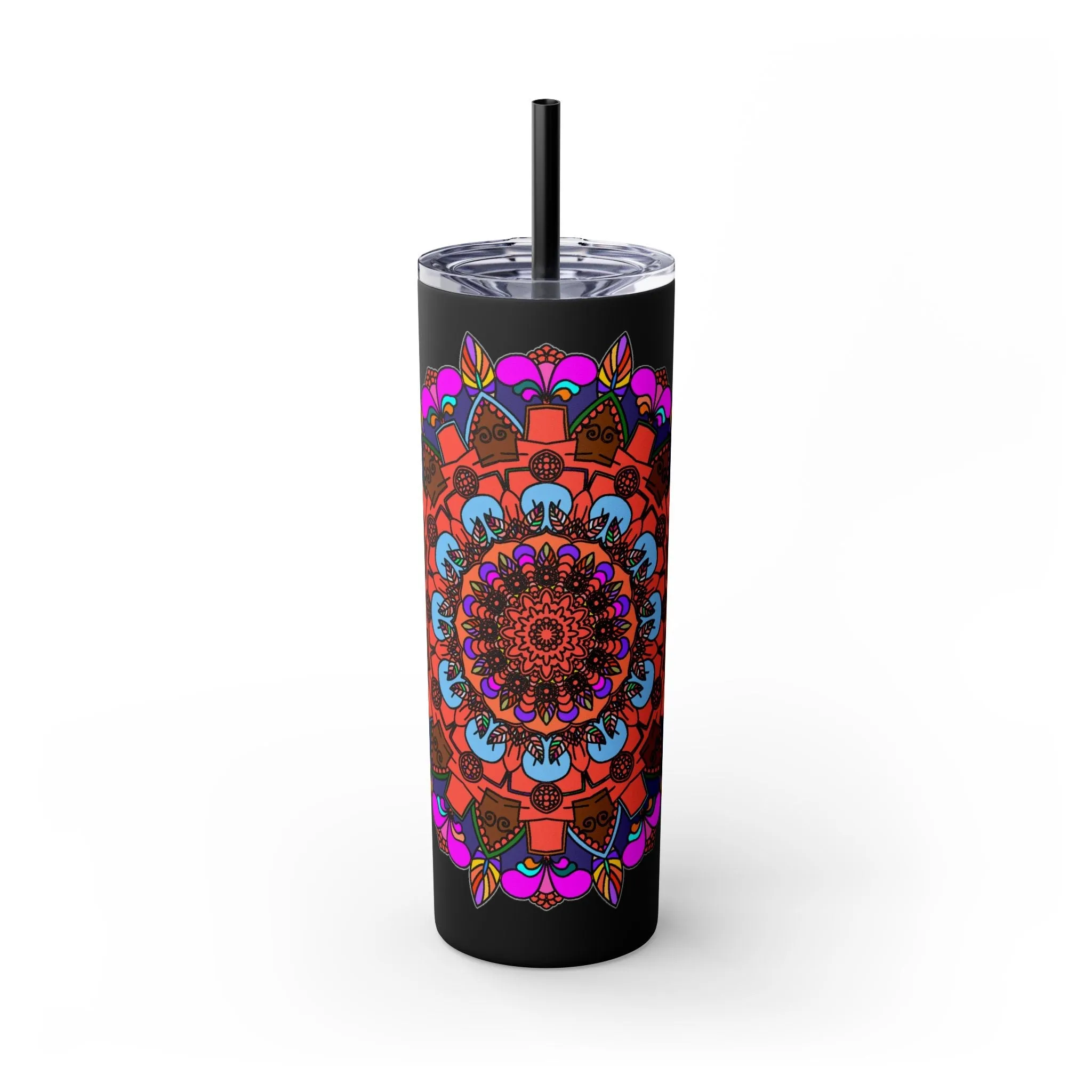 Hand-drawn Colorful Mandala Skinny Tumbler - BPA-Free