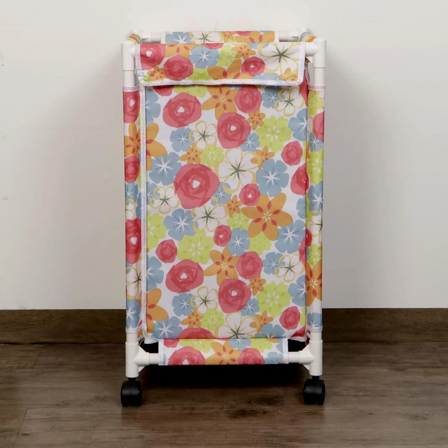 HOKIPO Oxford Fabric Laundry Basket Trolley With Wheels - 65x35x35 cm, Multicolor