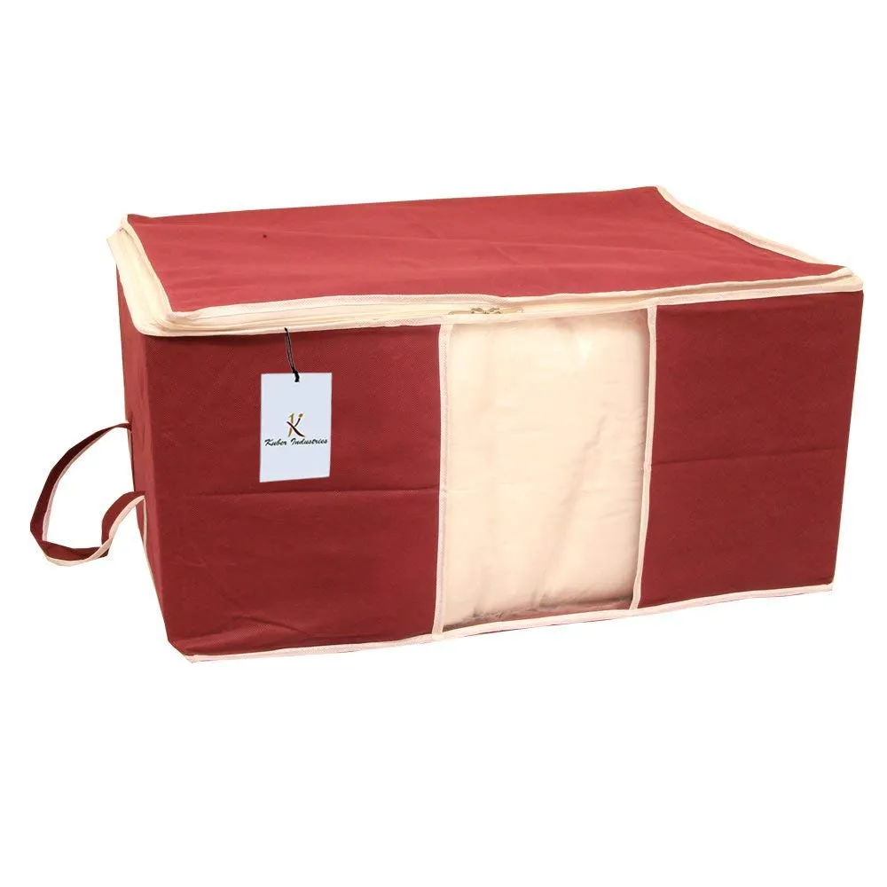 Kuber Industries Non Woven Underbed Rectangular Storage Organiser Set, Extra Large, Maroon (CTSN038), 2 Piece