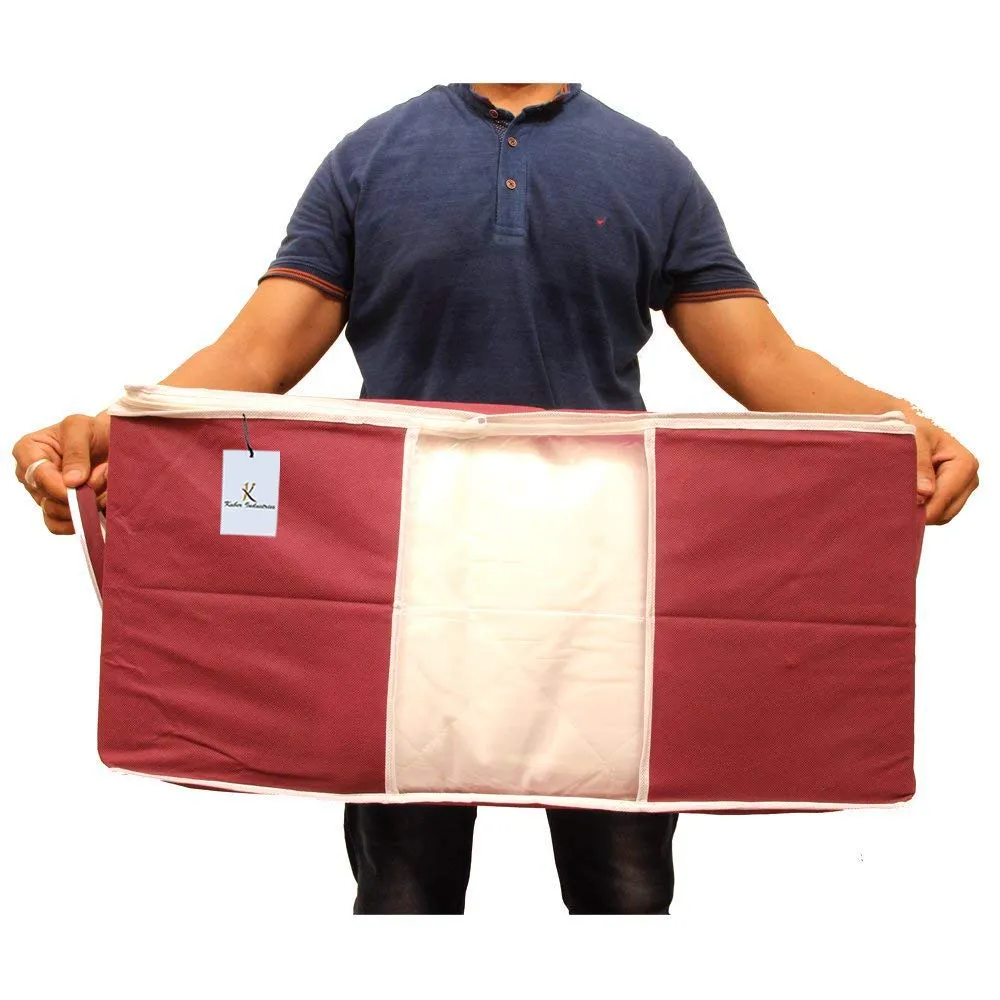 Kuber Industries Non Woven Underbed Rectangular Storage Organiser Set, Extra Large, Maroon (CTSN038), 2 Piece