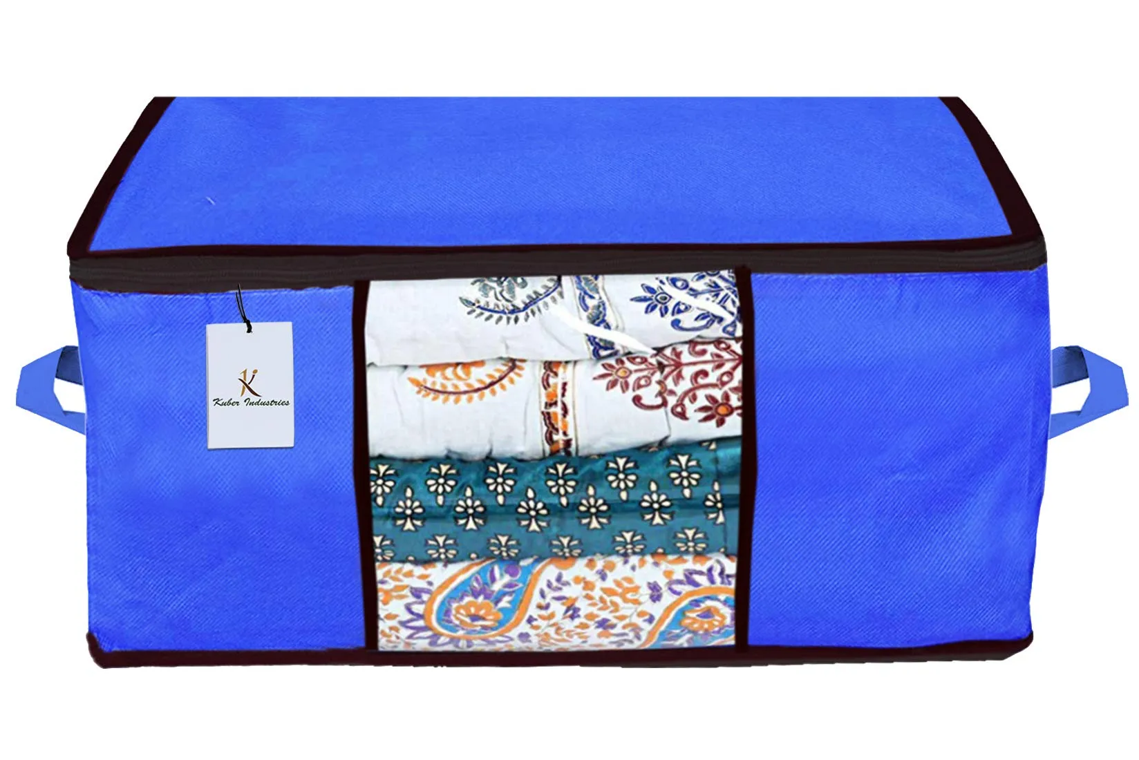 Kuber Industries Underbed Storage Bag, Storage Organiser, Blanket Cover Set of 3 - Pink,Royal Blue,Dark Brown Extra Large Size-CTKTC23941