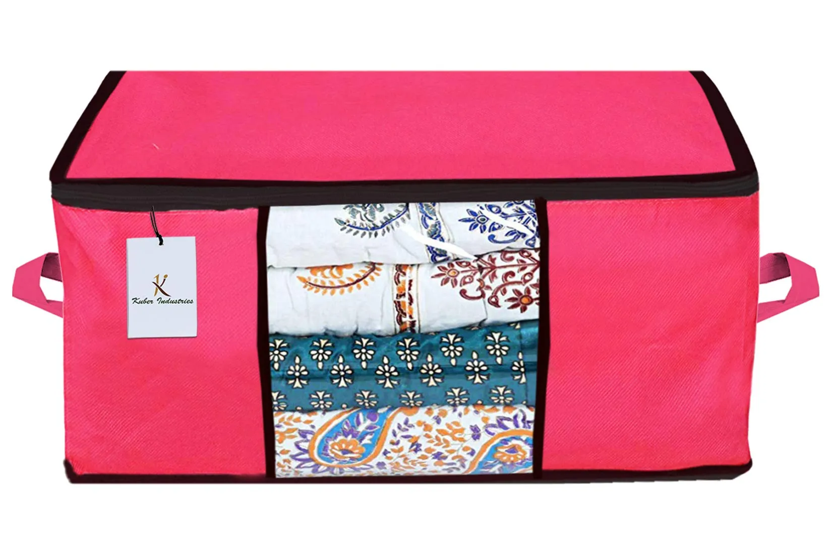 Kuber Industries Underbed Storage Bag, Storage Organiser, Blanket Cover Set of 3 - Pink,Royal Blue,Dark Brown Extra Large Size-CTKTC23941