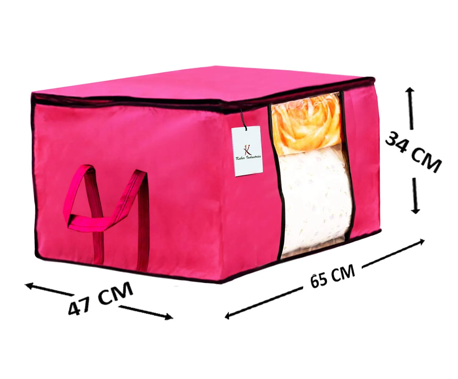 Kuber Industries Underbed Storage Bag, Storage Organiser, Blanket Cover Set of 3 - Pink,Royal Blue,Dark Brown Extra Large Size-CTKTC23941