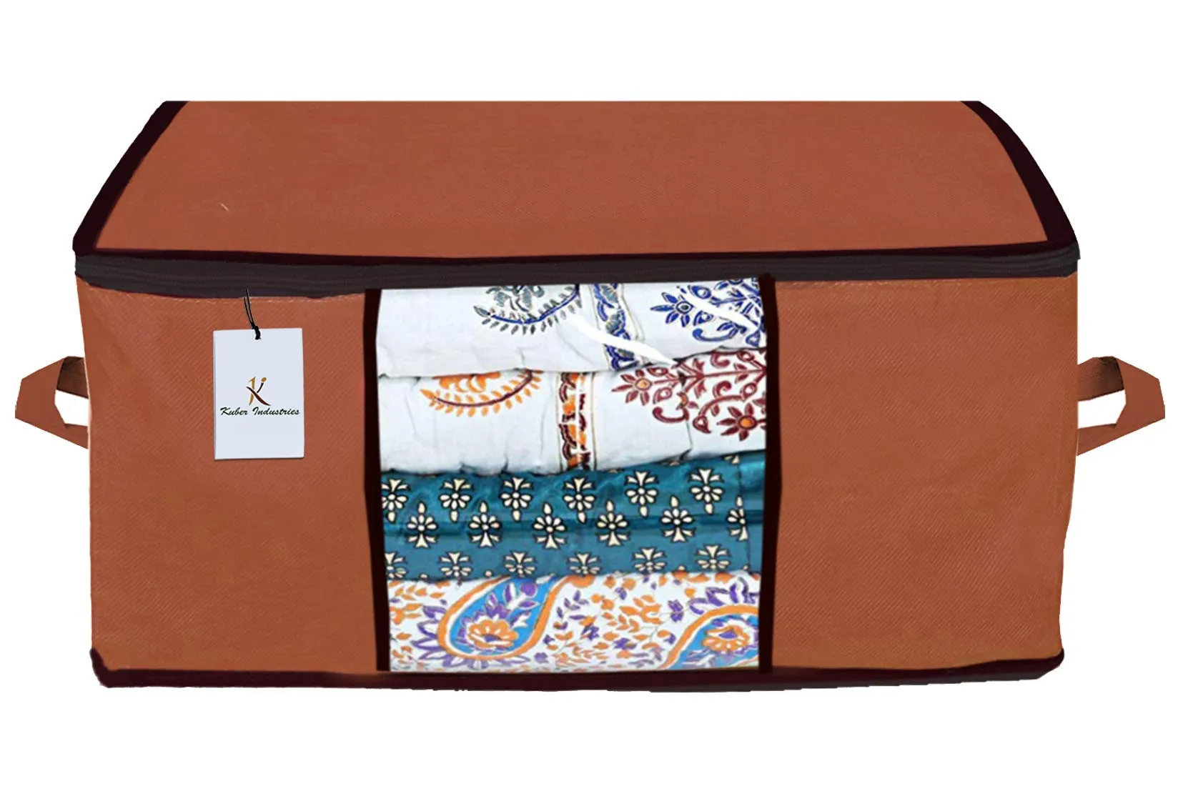 Kuber Industries Underbed Storage Bag, Storage Organiser, Blanket Cover Set of 3 - Pink,Royal Blue,Dark Brown Extra Large Size-CTKTC23941
