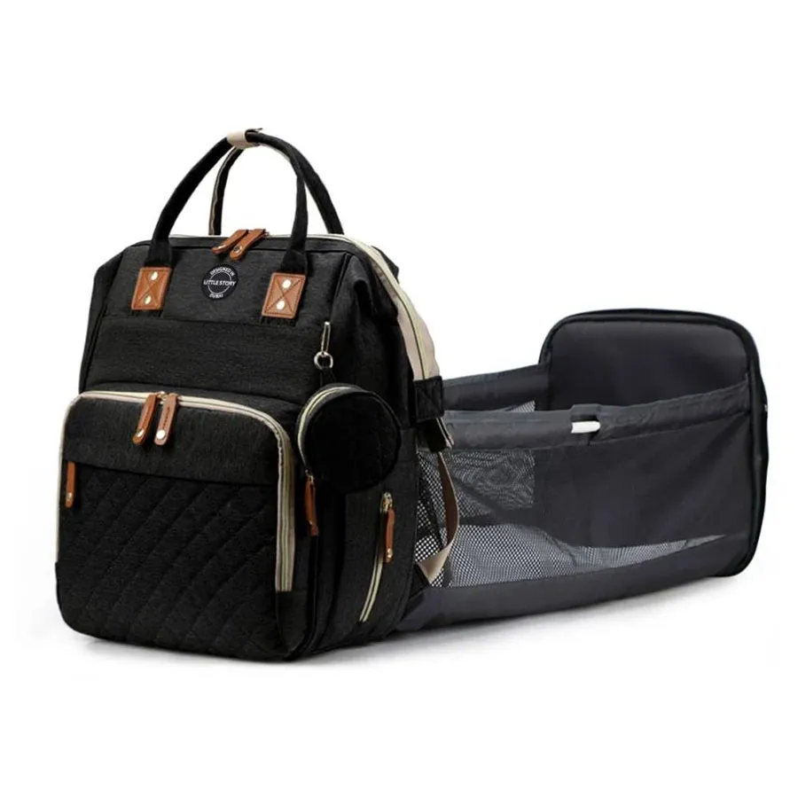 Little Story Diaper Bag with Pacifier Pouch (Black)