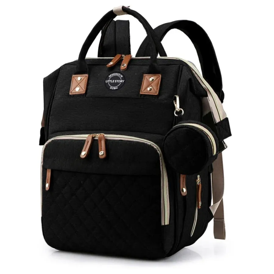 Little Story Diaper Bag with Pacifier Pouch (Black)