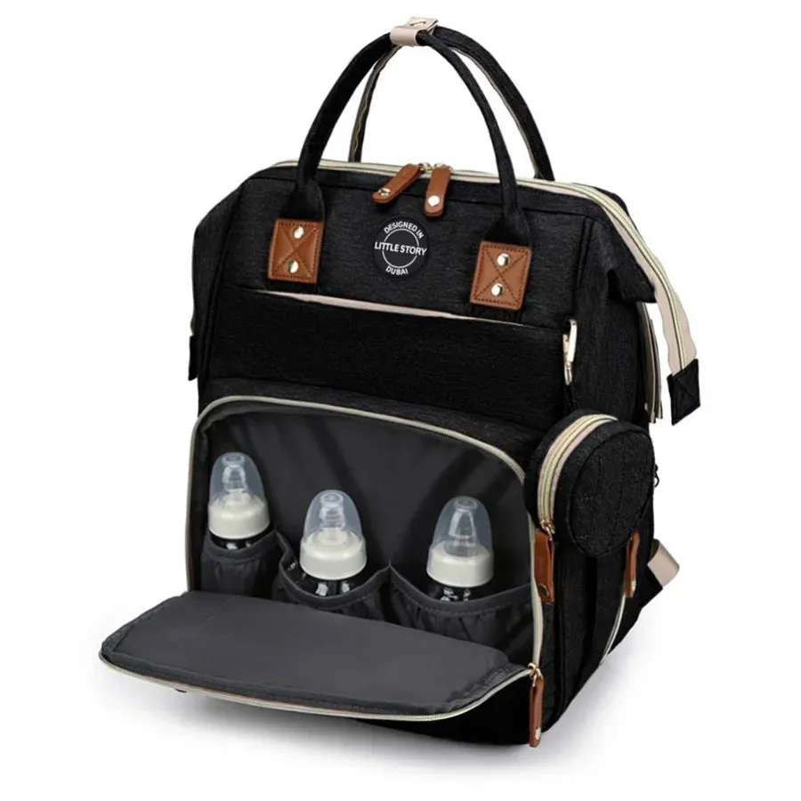 Little Story Diaper Bag with Pacifier Pouch (Black)