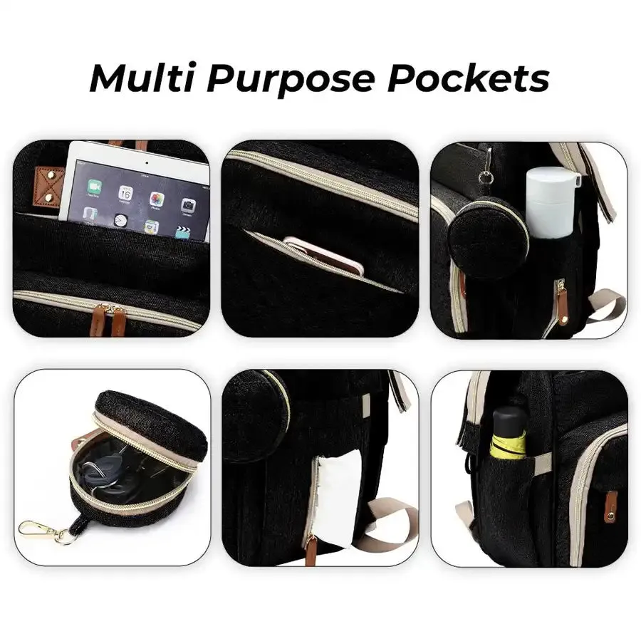 Little Story Diaper Bag with Pacifier Pouch (Black)