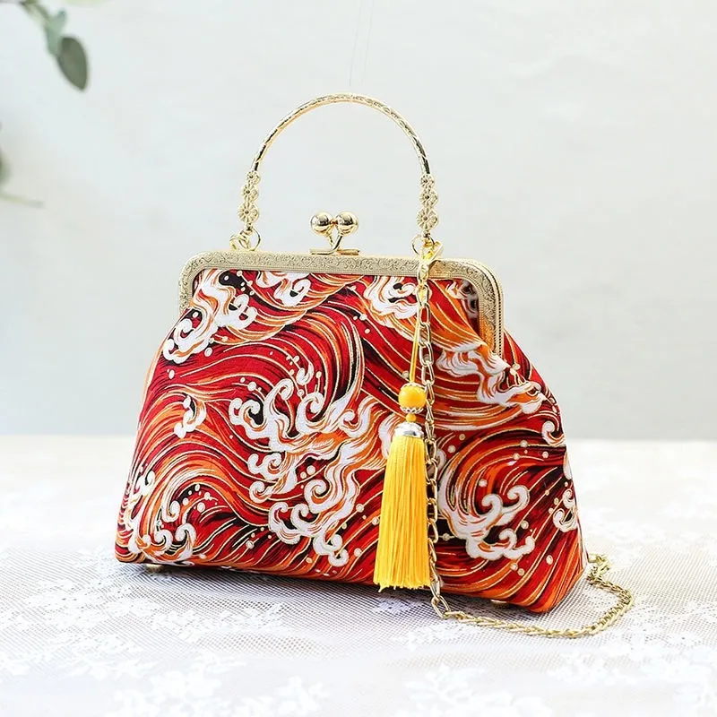 Oriental Style Fashion Handbags with Tassel Keychain