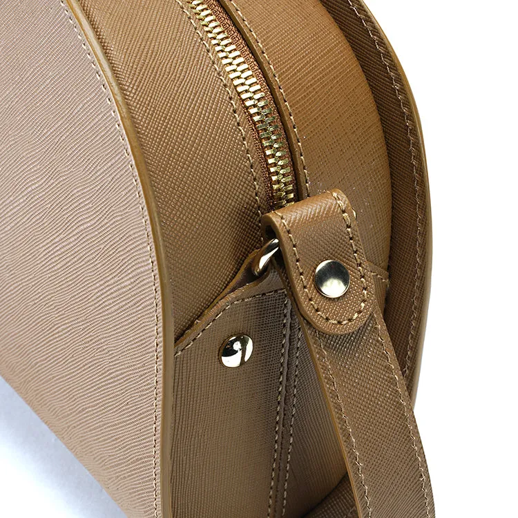 Sac Demi Lune Saffiano CAC MARRON GLACE