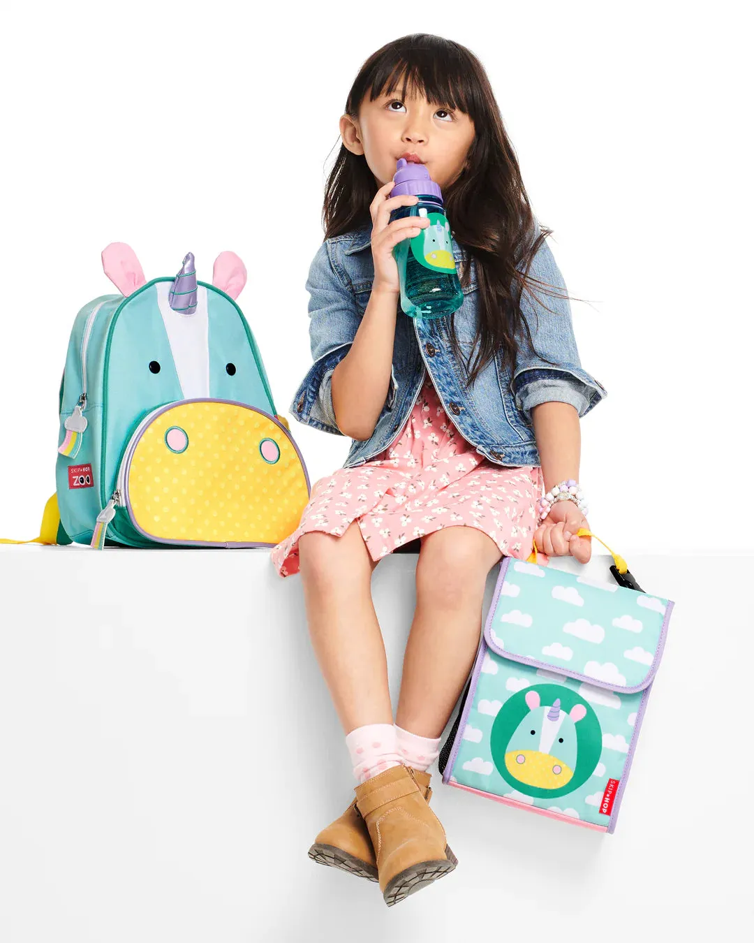 Skip Hop Drink Bottle with Straw - Unicorn