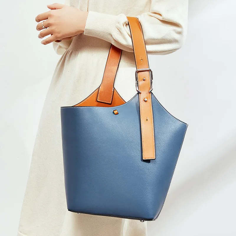 Small Leather Bucket Tote Shopper Bags Purse