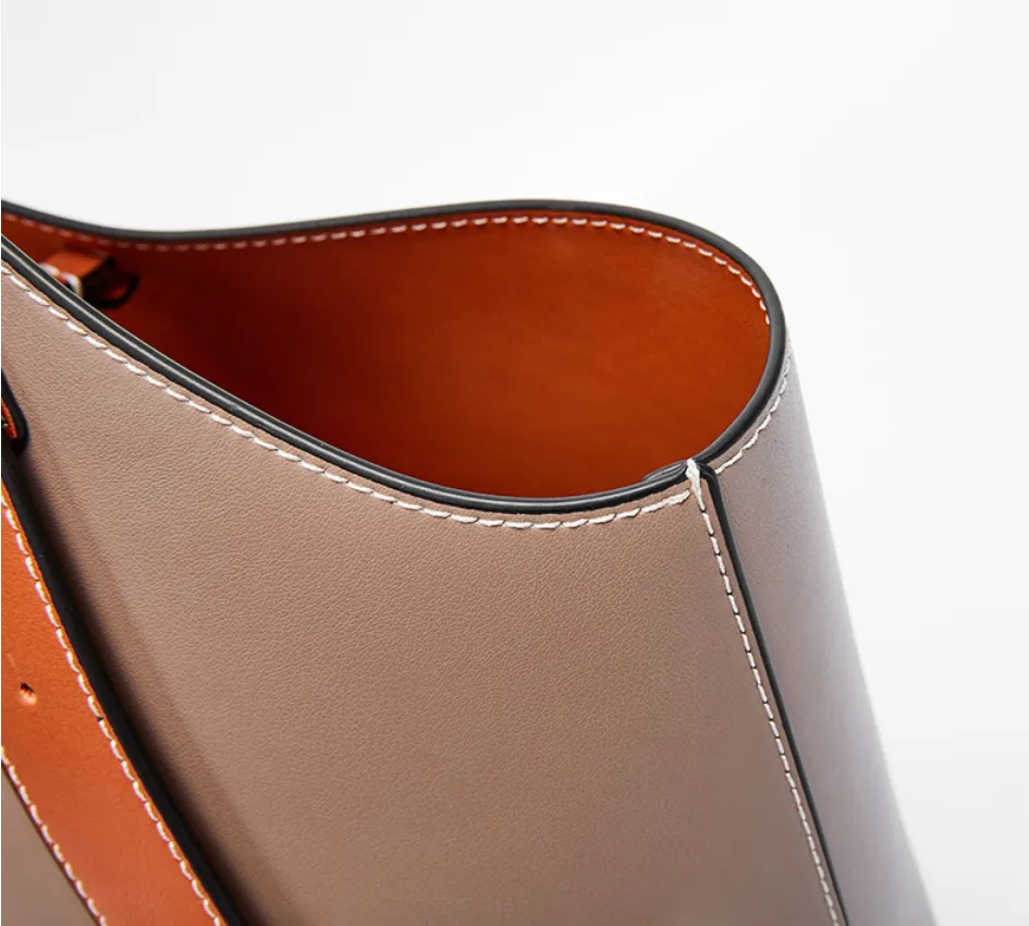 Small Leather Bucket Tote Shopper Bags Purse