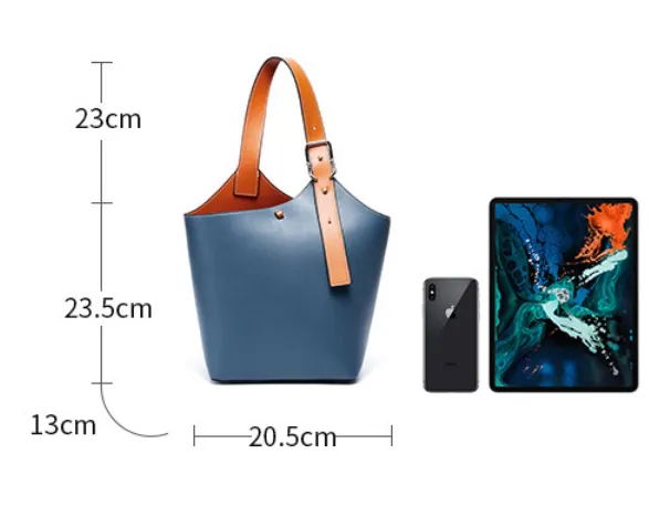 Small Leather Bucket Tote Shopper Bags Purse
