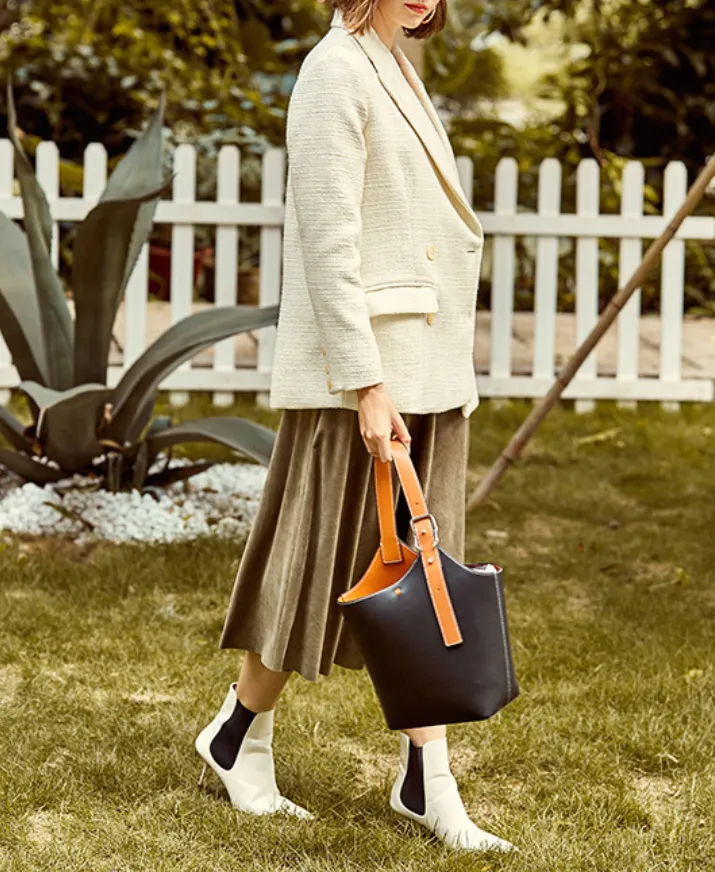 Small Leather Bucket Tote Shopper Bags Purse