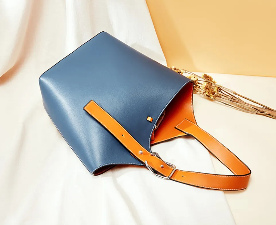 Small Leather Bucket Tote Shopper Bags Purse