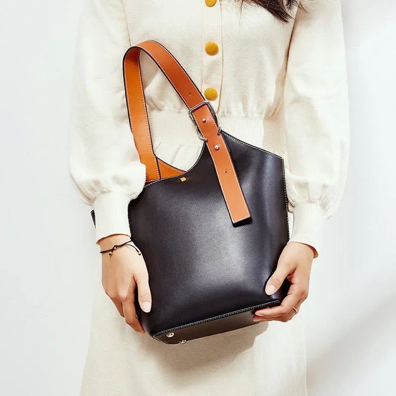 Small Leather Bucket Tote Shopper Bags Purse